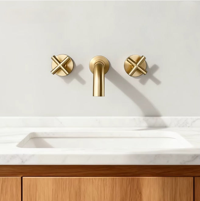 Cross Handle Wall Mounted Bathroom Faucet