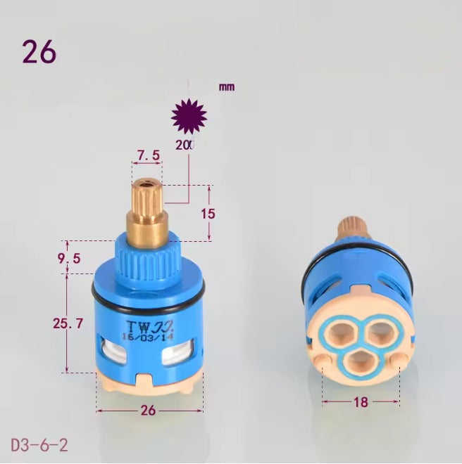 22/26mm Brass ABS Shower Faucet Column Ceramic Disc Cartridge Mixing Valve Mixer Shower Bar Tap Bath Mixing Valve Bathroom