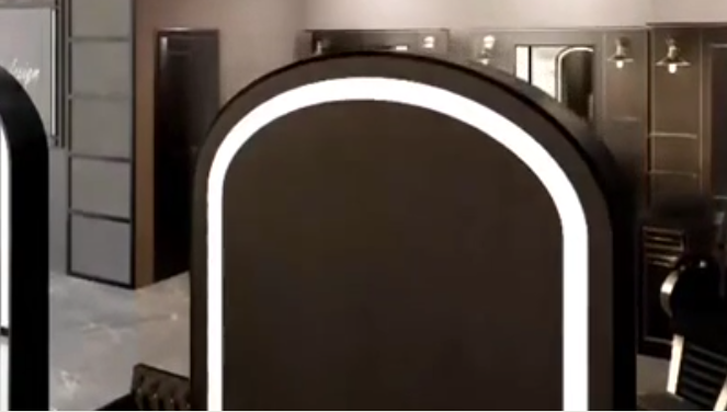 Oval Freestanding Studio hair salon / Gym Brushed Gold LED floor mounted Mirror 24" x 72"