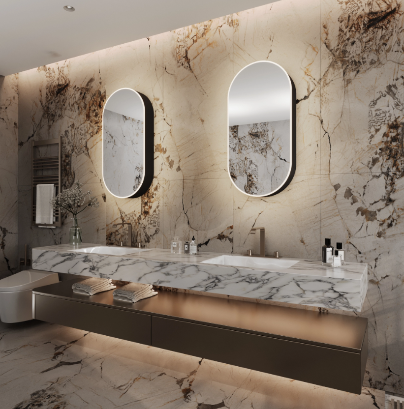 CUSTOM- BELLA OVAL WALL MOUNTED LED FRAMLESS MIRROR