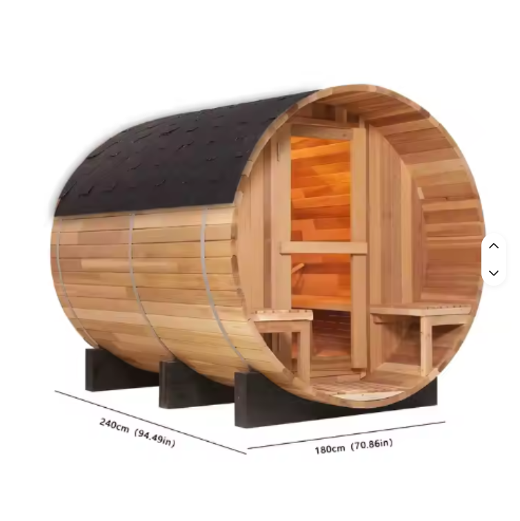 Canadian Cedar Barrel Steam Sauna, 4-6 Person Outdoor 70"x70"x98"