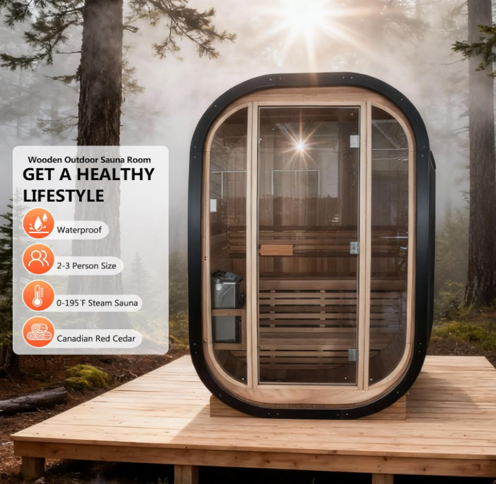 Outdoor Carbonized Spruce wood Traditional Steam Sauna