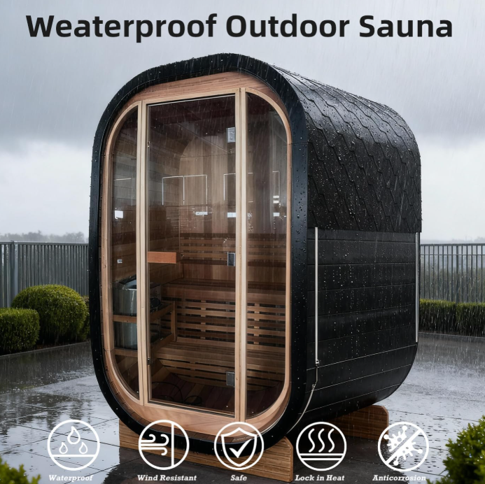 Outdoor Carbonized Spruce wood Traditional Steam Sauna