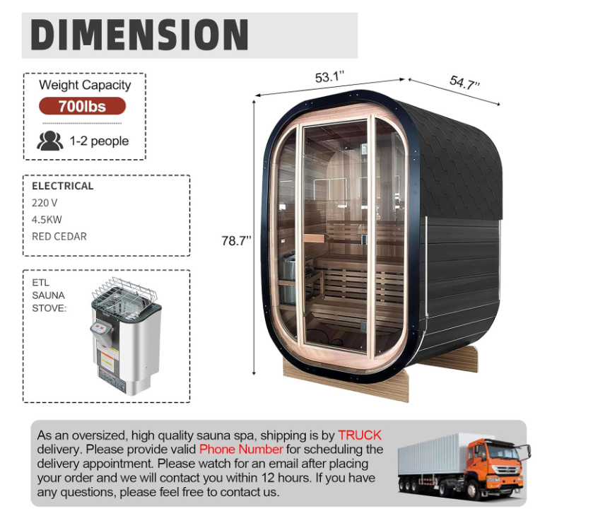 Outdoor Carbonized Spruce wood Traditional Steam Sauna