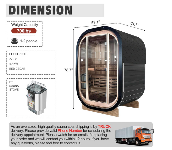 Outdoor Carbonized Spruce wood Traditional Steam Sauna