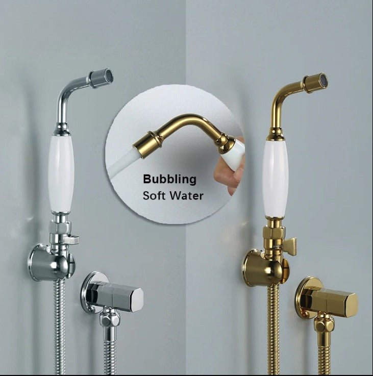 Victoria Traditional Handheld Toilet Bidet Sprayer Solid Brass Titanium Gold Soft Water Shower Hygienic Shower Set