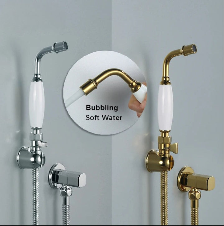 Victoria Traditional Handheld Toilet Bidet Sprayer Solid Brass Titanium Gold Soft Water Shower Hygienic Shower Set
