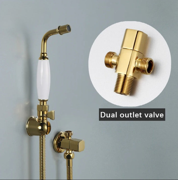 Victoria Traditional Handheld Toilet Bidet Sprayer Solid Brass Titanium Gold Soft Water Shower Hygienic Shower Set