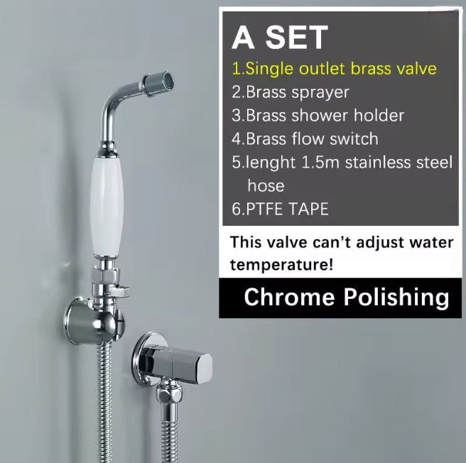 Victoria Traditional Handheld Toilet Bidet Sprayer Solid Brass Titanium Gold Soft Water Shower Hygienic Shower Set