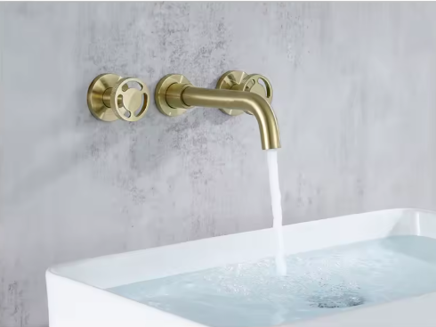 Bergen- Brushed Gold nordic design wall mounted bathroom faucet