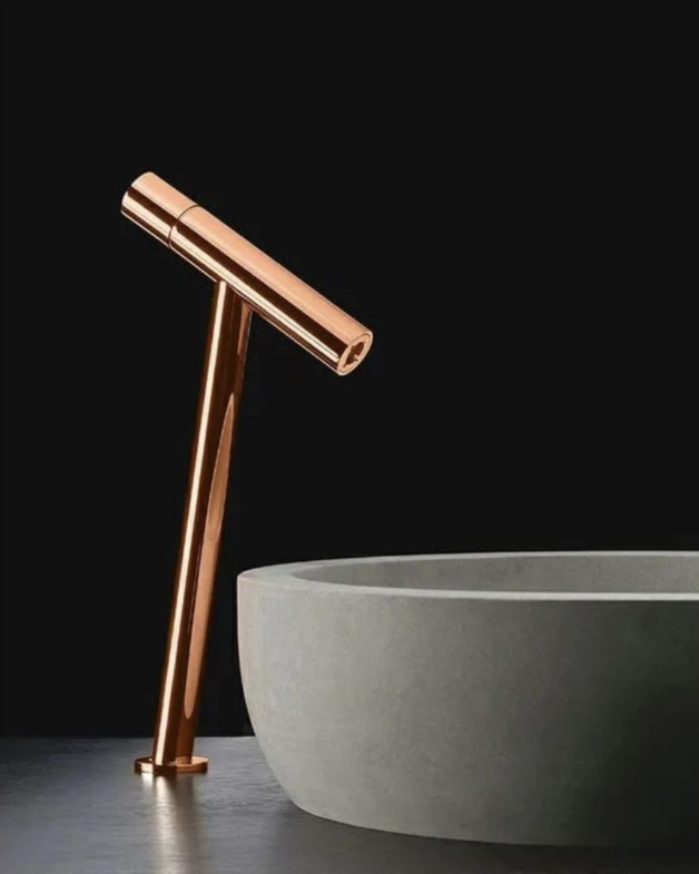 Politico-Black - Polished Rose Gold Tall Vessel Faucet Basin