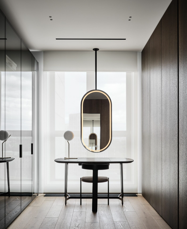 STOCK READY TO SHIP-Double side Black Ceiling Mounted Oval Mirror Bathroom LED Sensor Full Length Mirrors