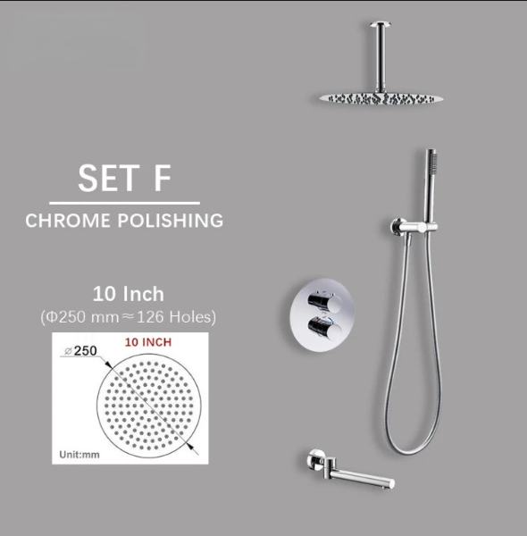 Chrome round CUPC thermostatic shower kit