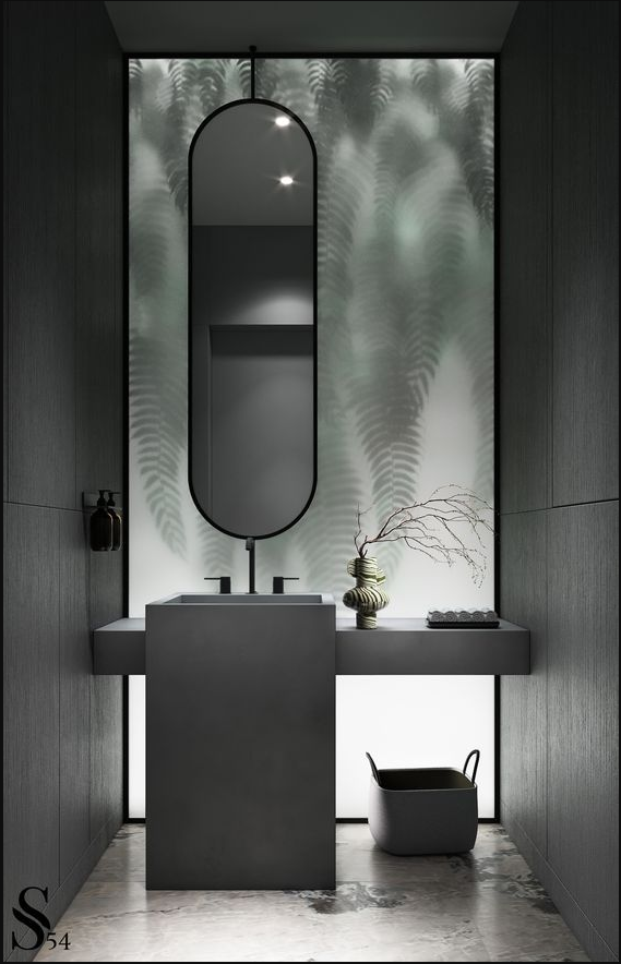 Stock Mirror -Black Oval Ceiling mounted suspendant mirror no led 15" x 36"