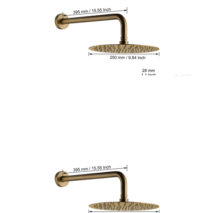 CSA Certified-Brushed Gold Round 10 Inch Rain Head 3 Way Diverter & Tub Filler Shower Kit
