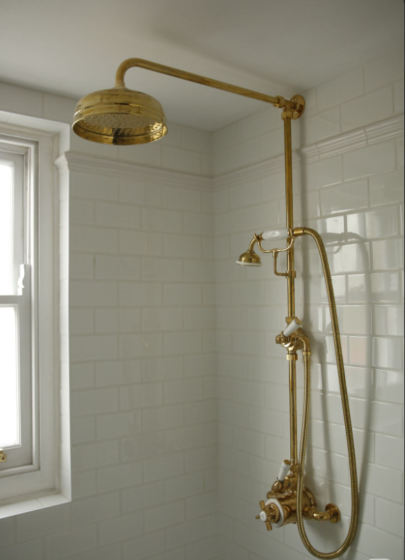 Austria-Gold Polished Brass Victorian Exposed Thermostatic Shower system