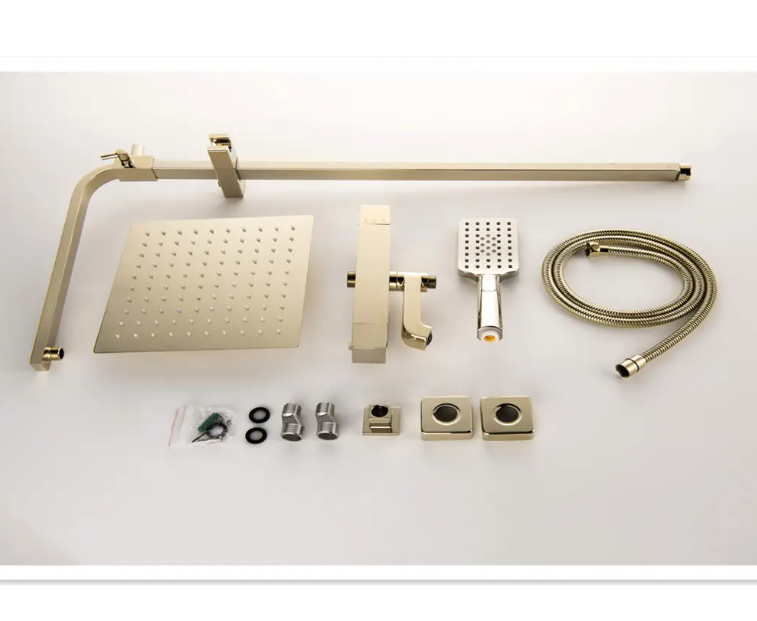 Brushed modern thermostatic gold exposed shower system