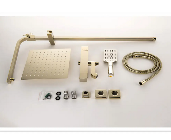 Brushed modern thermostatic gold exposed shower system