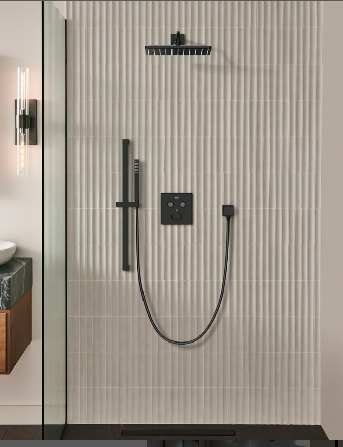 Black-CSA certified - Square 2 way function diverter thermostatic shower kit