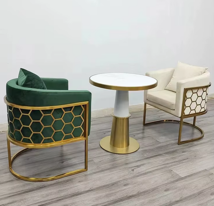 ROCKY- Green Velvet with metal brushed gold chair
