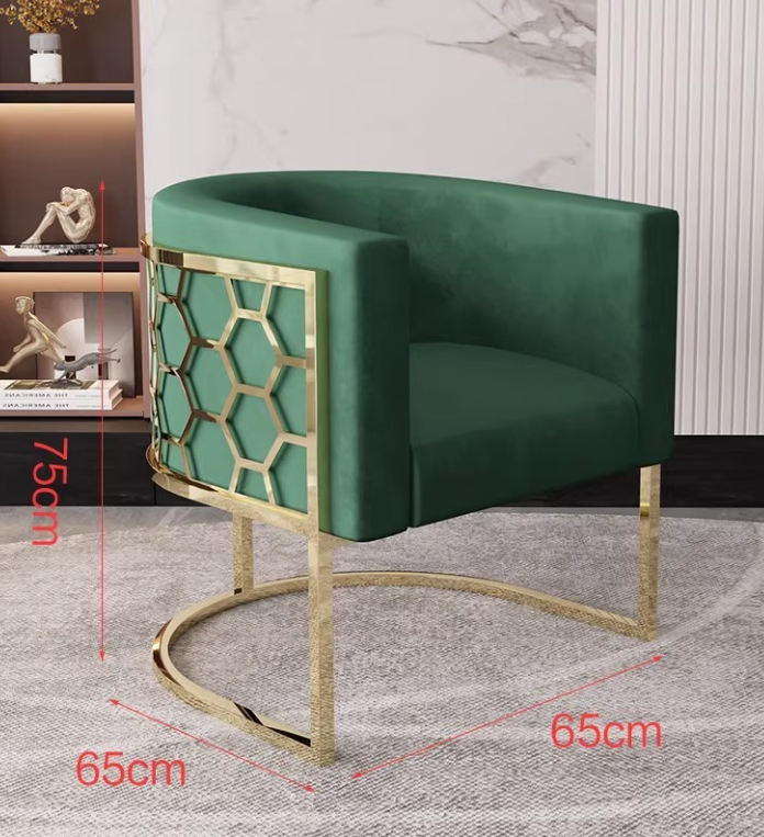 ROCKY- Green Velvet with metal brushed gold chair