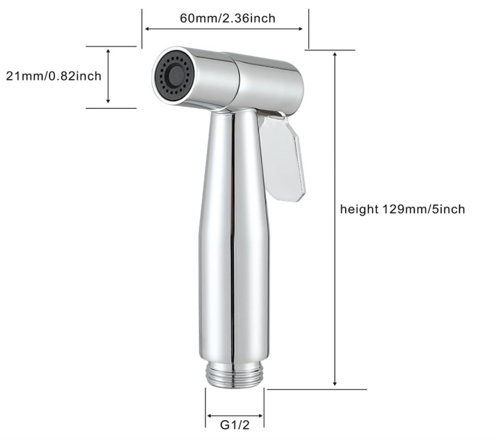 Chrome wall mounted hot and cold water mixer hand shattaf bidet spray kit