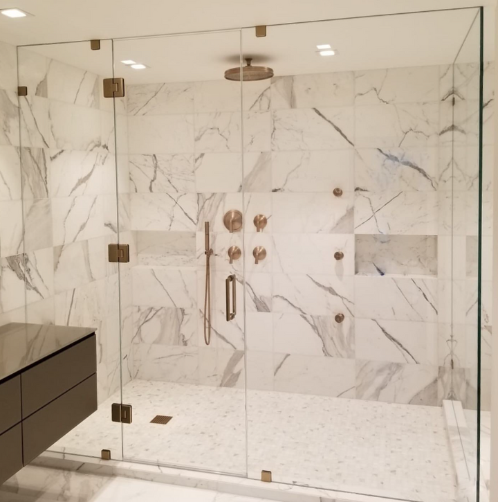 Rose Gold Polished Shower Glass Door Hardware for Custom Tempered Glass Door