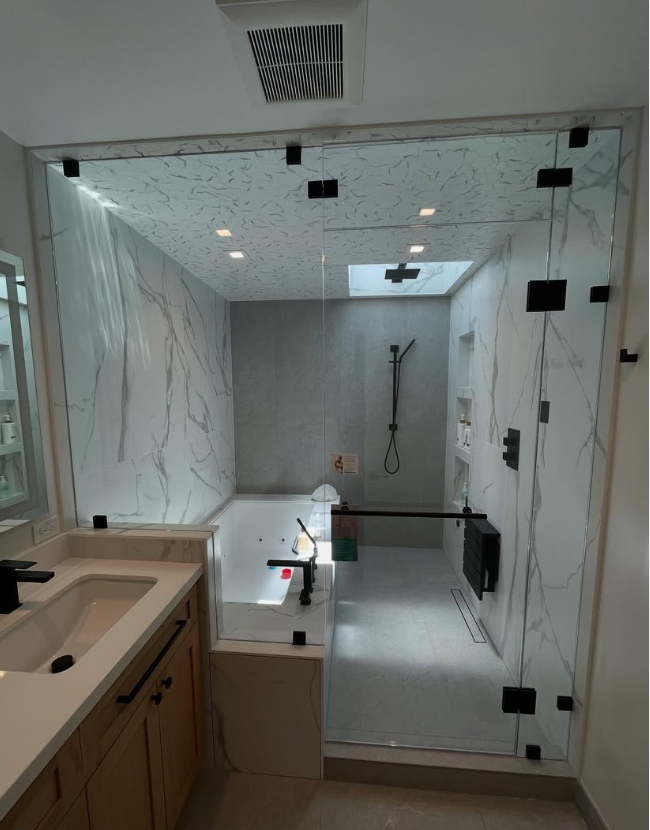 Black matte shower glass door clips and hinges hardware for 10mm to 12mm