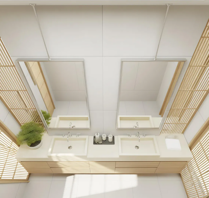 CUSTOM- MAJORCA X - Ceiling Suspended Mounted NO-LED Mirror