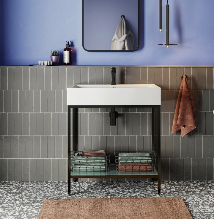 Rockefeller- Black Exposed Mable Console Bathroom Vanity 30"