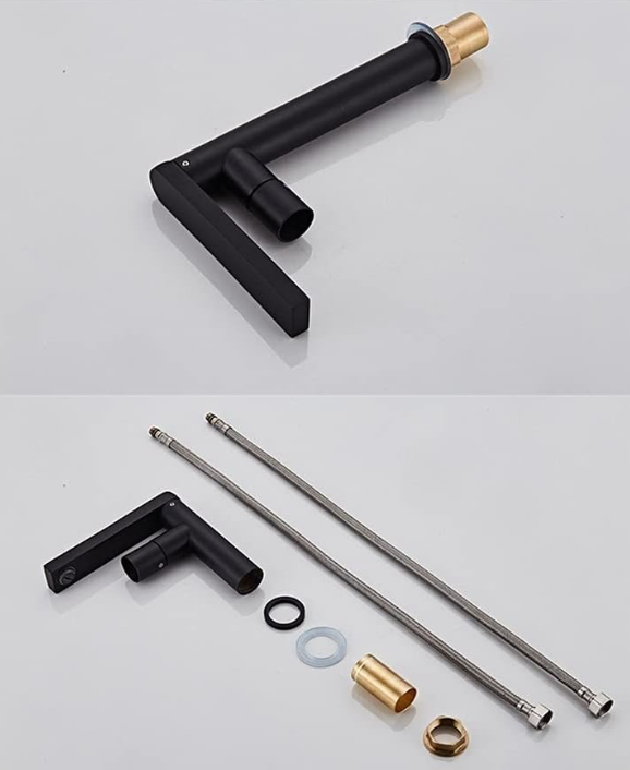White-Black- Rose Gold Tall Vessel Basin Lavatory Faucet