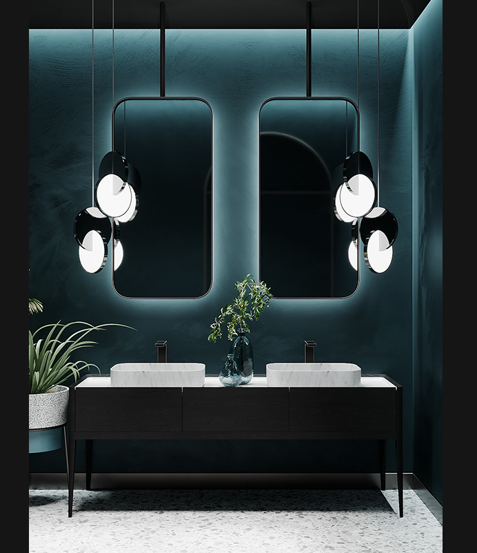 CUSTOM- IBIZA 1- Ceiling Suspended Mounted LED Mirror