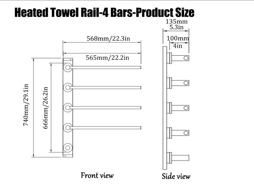 FIDO-Clean frameless wall mounted towel warmer hard wire CSA