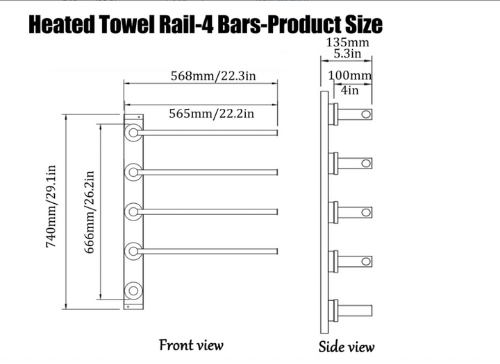 FIDO-Clean frameless wall mounted towel warmer hard wire CSA