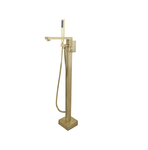 CARRE-Brushed gold freestanding bathtub filler
