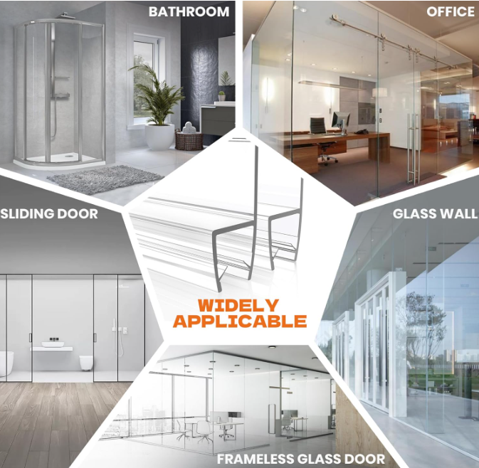 78" Shower Door Seal for 3/8" (10mm) Frameless Glass, Clear PVC Waterproof Shower Door Side Seal Strip, Easy to Install, No Adhesive Needed, Cuttable & Durable for Leak Prevention