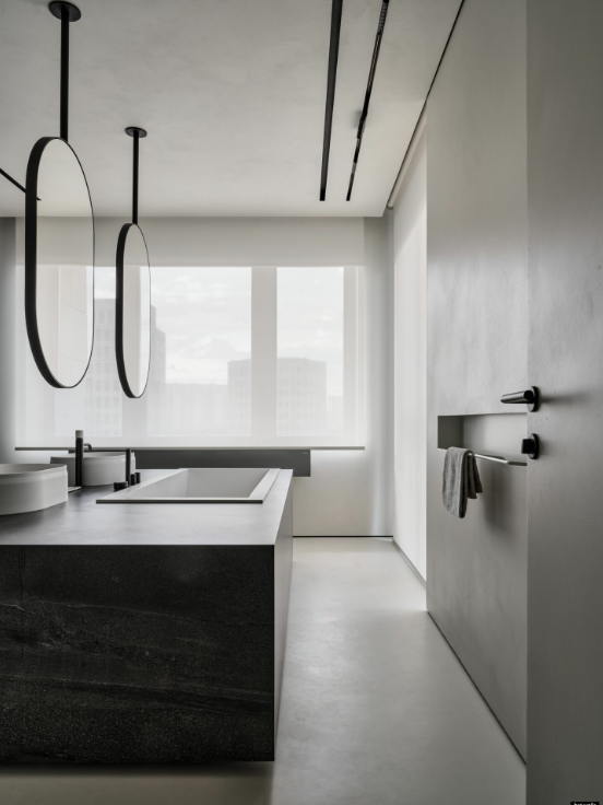 Custom-Black matte Oval Ceiling mount NO LED bathroom mirror