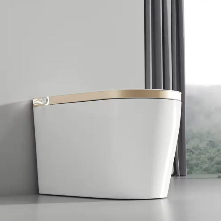 Tron-New White with brushed gold trim intelligent washlet toilet bidet fully loaded