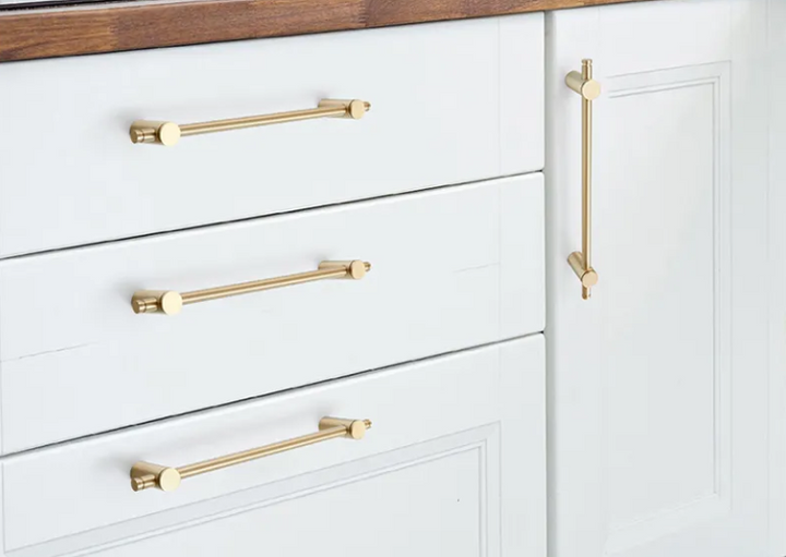 Nordic- heavy brass modern pulls simple brushed gold light luxury pulls cabinet adjustable long handle cabinet handle