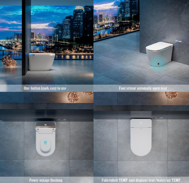 Tron-New White with brushed gold trim intelligent washlet toilet bidet fully loaded