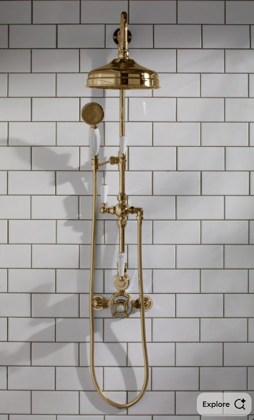 Austria-Gold Polished Brass Victorian Exposed Thermostatic Shower system