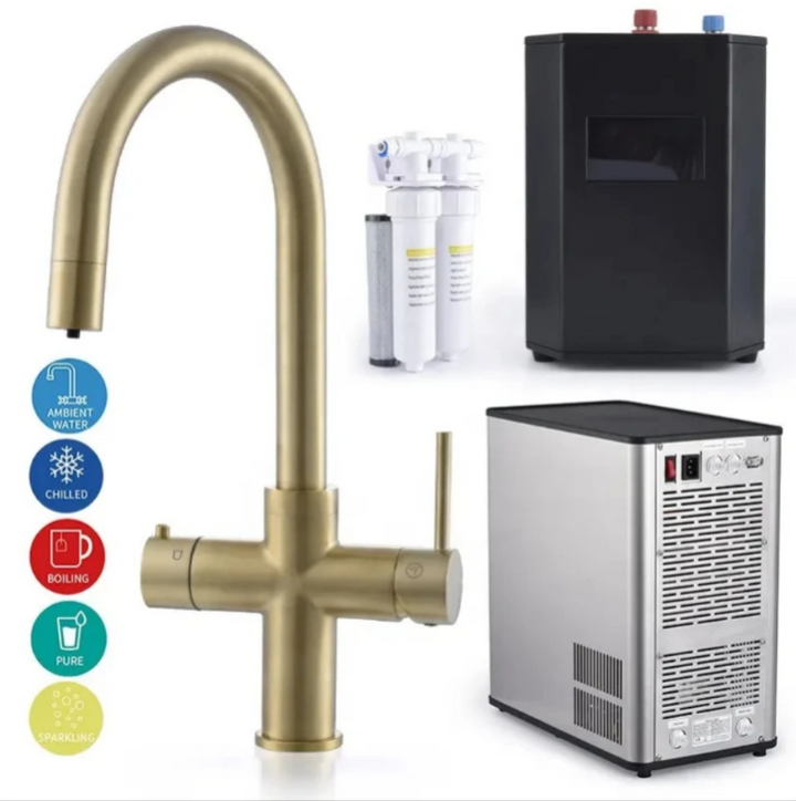 2 in 1 Instant Hot Water Tap 3 4 5 Chilled Boiling Tap Brushed Gold Kitchen Boiled Filtered Faucet Taps