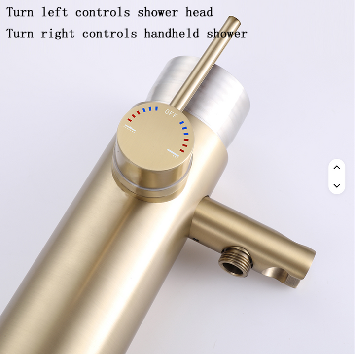 Brushed Gold 304 Stainless Steel Column Set Freestanding Garden Swimming Pool Rain Outdoor Shower 88" Height