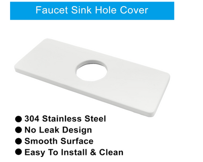 White Escutcheon Plate Stainless Steel Bathroom Faucet Plate Rectangle Faucet Cover Plate for 1 or 3 Hole Bathroom