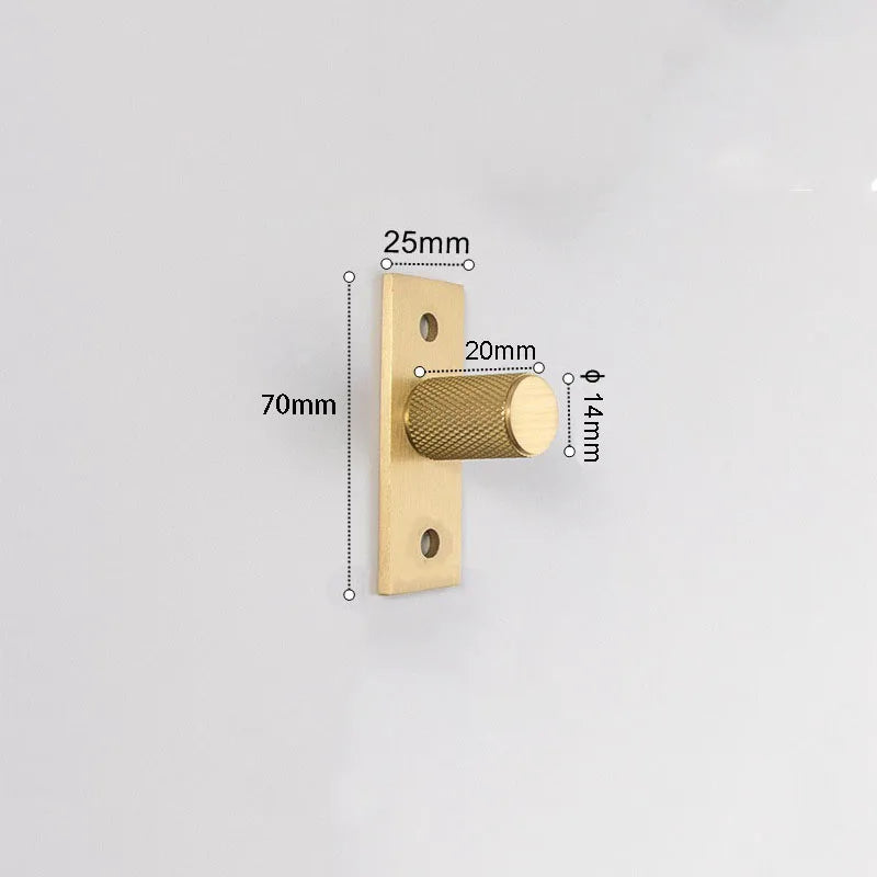 Brass Knurled Cabinet Handles Wardrobe Bar Pull with Baseplate Textured Furniture Door Handle with Baseboard Drawer Knobs