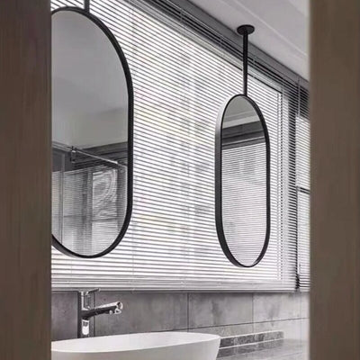 Black Oval ceiling mount bathroom mirror NO LED