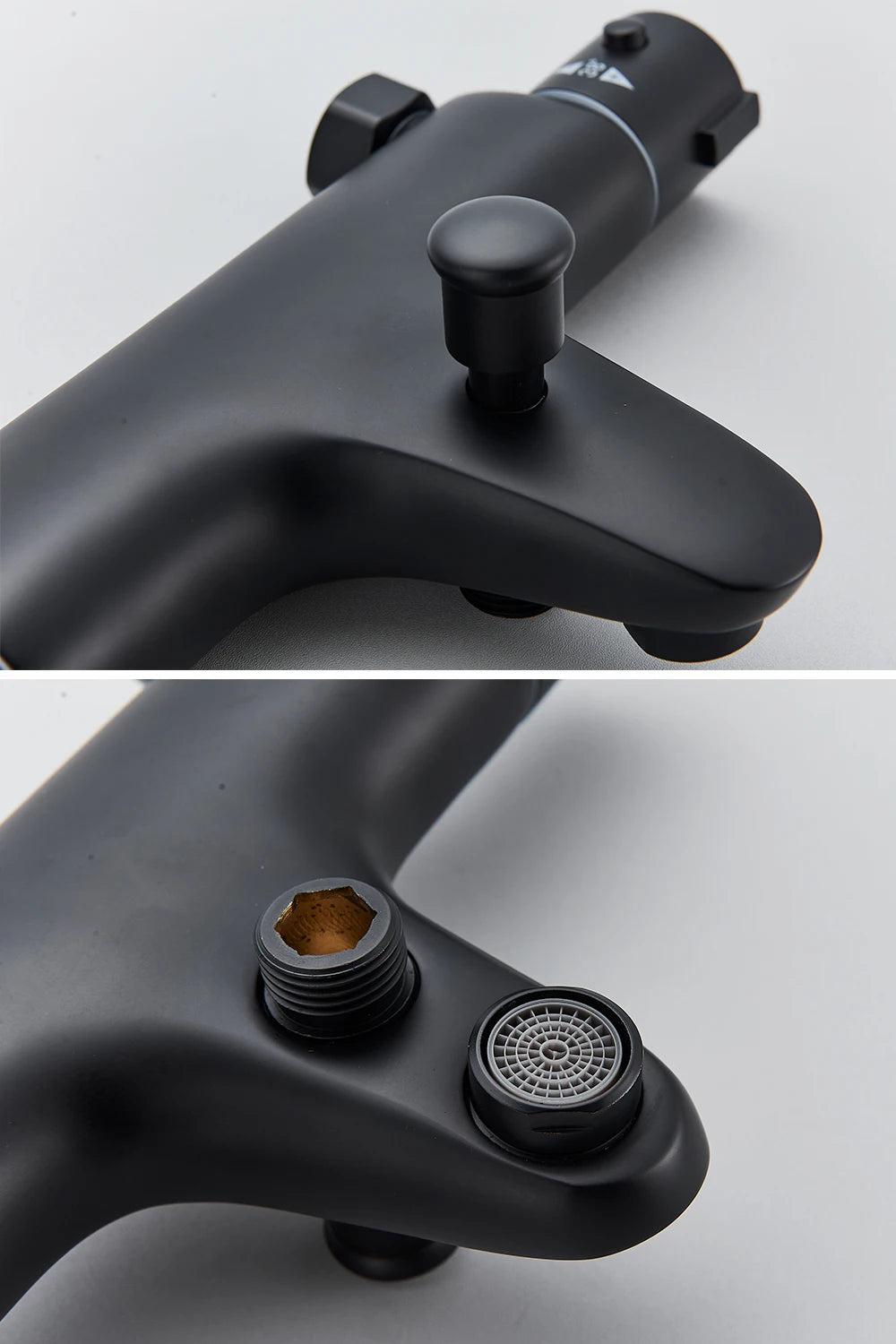 Pet-Black Thermostatic Bathroom Shower Faucet Dual Handle Bathtub Faucet Wall Mounted Mixer Tub Tap