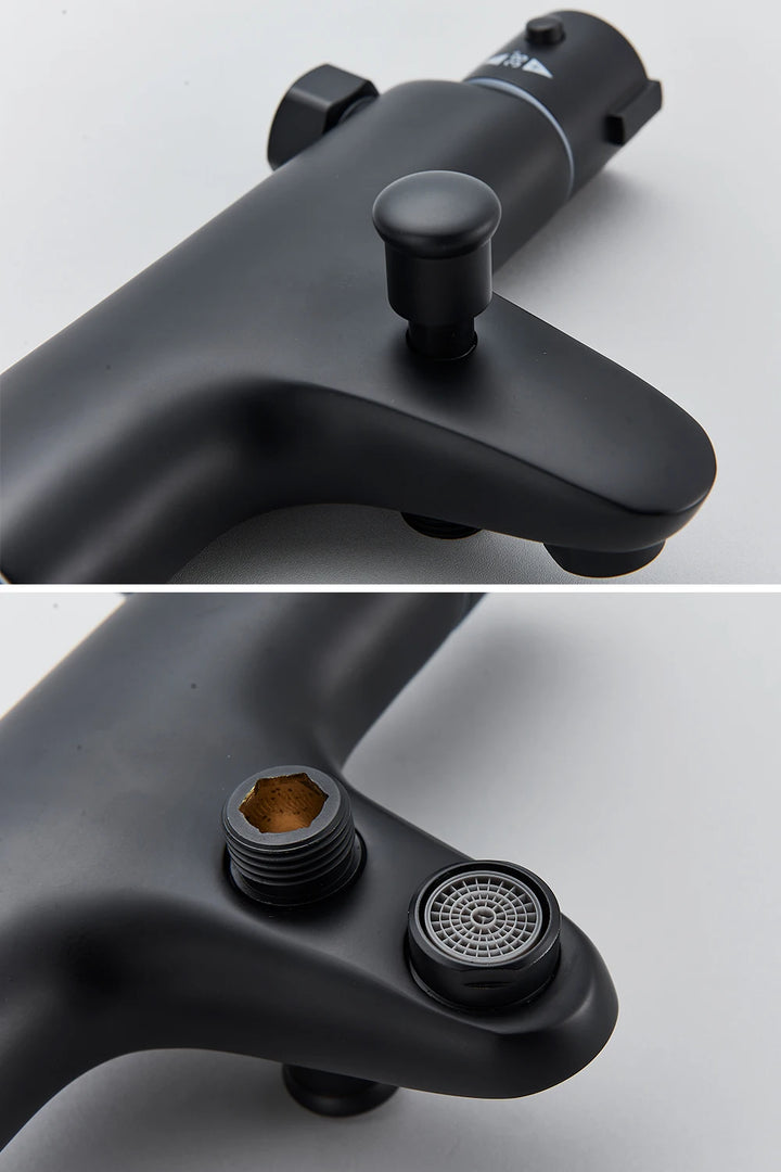 Pet-Black Thermostatic Bathroom Shower Faucet Dual Handle Bathtub Faucet Wall Mounted Mixer Tub Tap