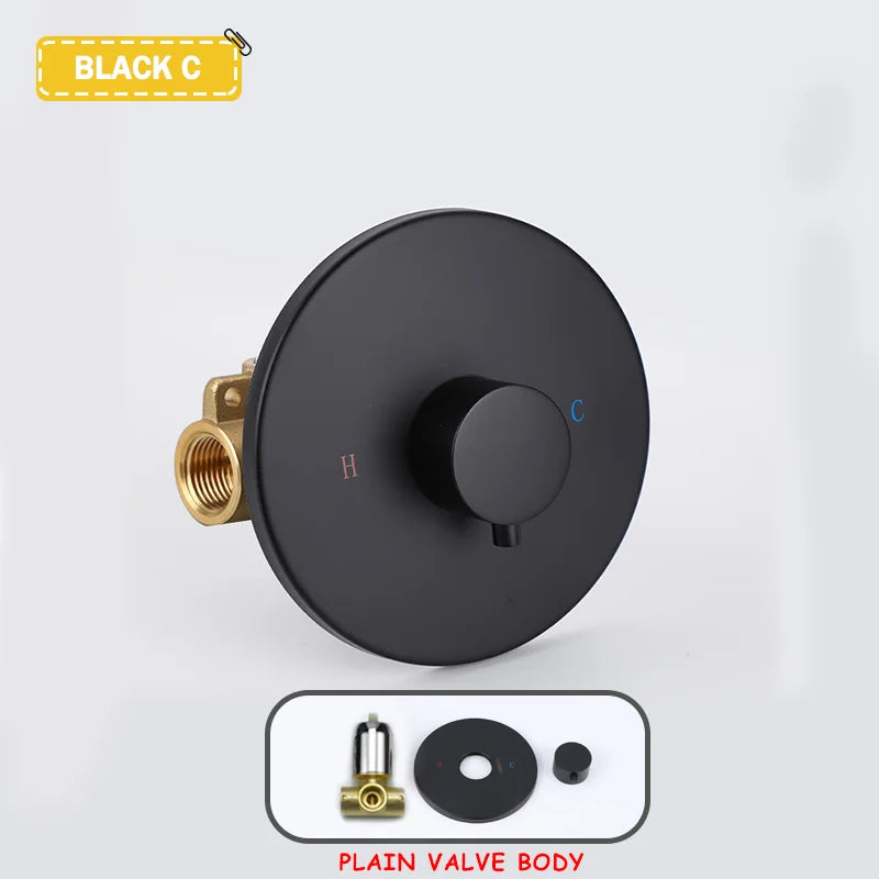 Hot and Cold Mixing Valve Body Faucet Single Handle Bathroom Concealed Shower Mixing Valve and Trim Kit Round Square