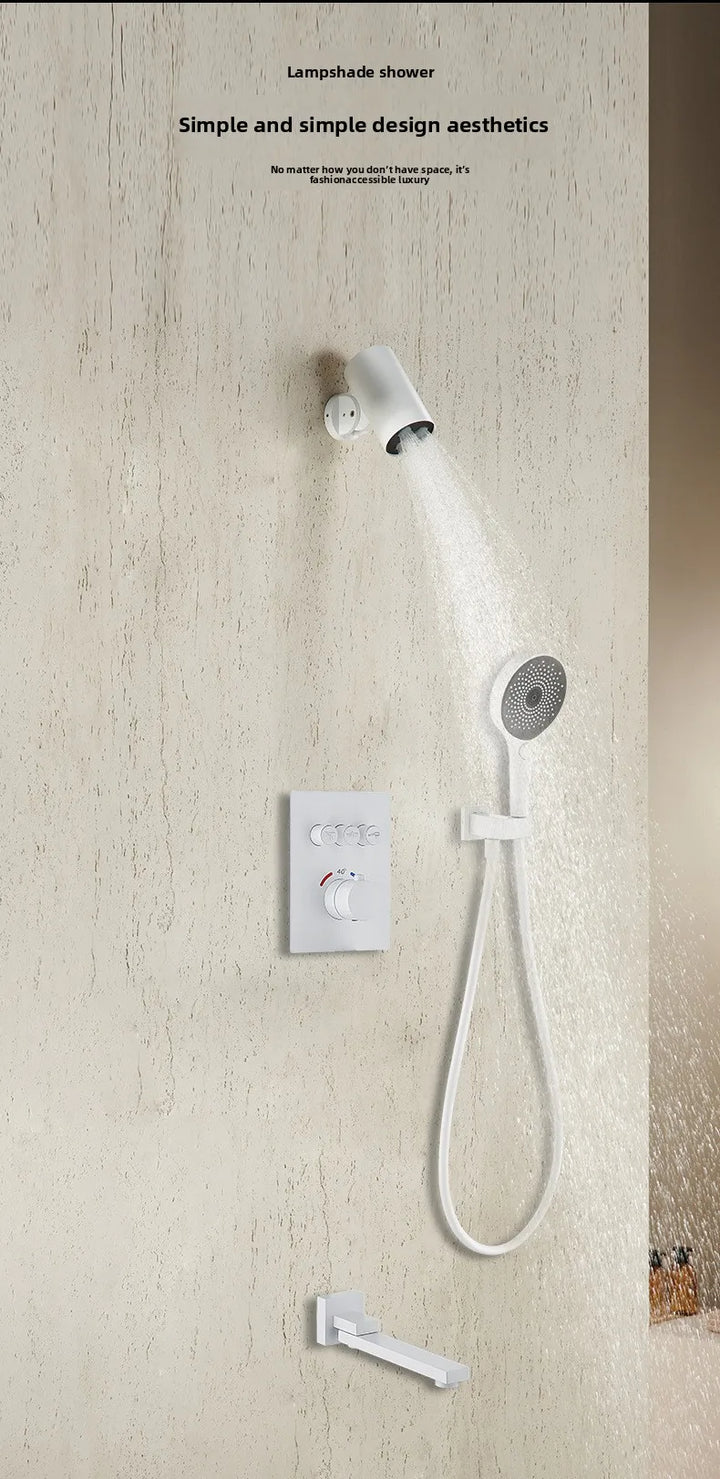 Aston-Camera Wall Mounted Thermostatic Shower Set Gunmetal Grey All Copper Concealed Rain Shower Head